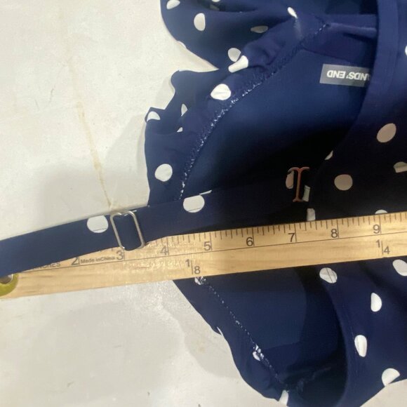 Lands End Tankini Swim Top Womens Size 18W Navy Polka Dot Ruffle Beach Resort C - Picture 13 of 14